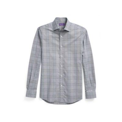 Ralph Lauren Glen Plaid Cotton Dress Shirt Navy And Cream