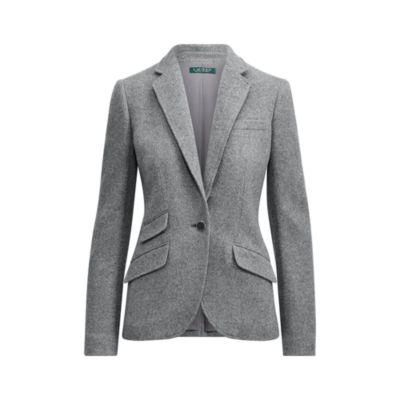 Ralph Lauren Single-button Tweed Blazer Sterling Gry Htr