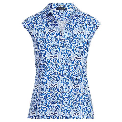 Ralph Lauren Golf Tailored Cap-sleeve Polo Shirt Blue Fish