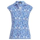 Ralph Lauren Golf Tailored Cap-sleeve Polo Shirt Blue Fish