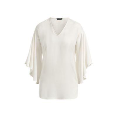 Ralph Lauren Crepe Bell-sleeve Top Mascarpone Cream