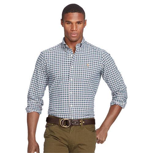 Polo Ralph Lauren Plaid Cotton Oxford Shirt Navy/pink Multi
