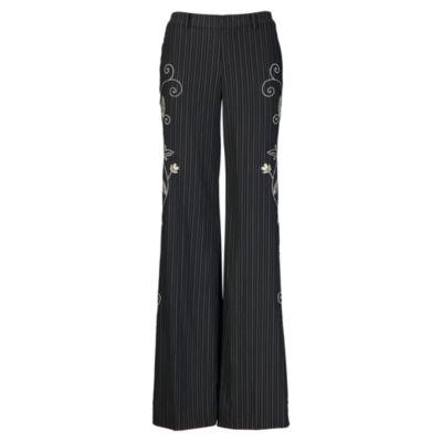 Ralph Lauren Shayla Pinstriped Wool Pant Black/cream