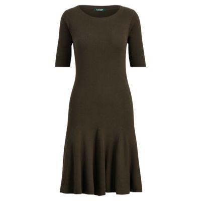 Ralph Lauren Cotton Fit-and-flare Dress Deep Forest Green