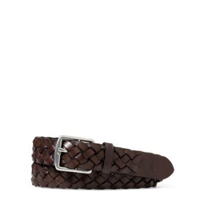 Ralph Lauren Braided Leather Belt Dark Brown