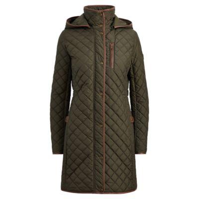 Ralph Lauren Faux-leather-trim Quilted Coat Litchfield Loden