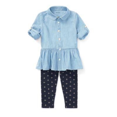 Ralph Lauren Chambray Top & Legging Set Indigo 3m
