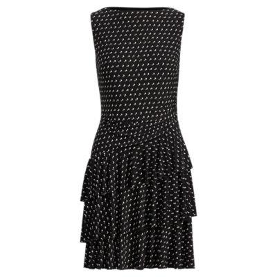 Ralph Lauren Polka-dot Ruffled Jersey Dress Black/cream/tan