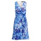 Ralph Lauren Printed Georgette V-neck Dress Blue/multi