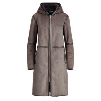 Ralph Lauren Hooded Faux-suede Jacket Grey