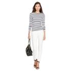 Ralph Lauren Striped Button-shoulder Top White/regal Navy