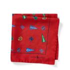 Ralph Lauren Collegiate Silk Pocket Square Red
