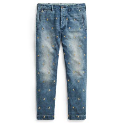 Ralph Lauren Slim Fit Embroidered Jean Irving Embroidered