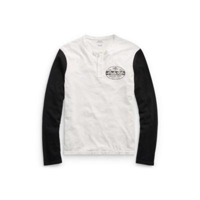 Ralph Lauren Custom Slim Fit Cotton Henley White/polo Black