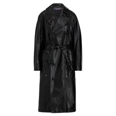 Ralph Lauren Derek Calfskin Trench Coat Black