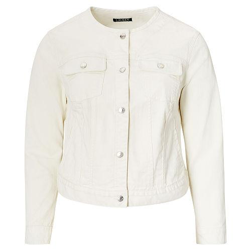 Ralph Lauren Lauren Woman Collarless Denim Jacket Gesso Coated