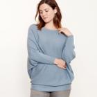 Ralph Lauren Lauren Woman Dolman Cotton-blend Sweater Antique Blue