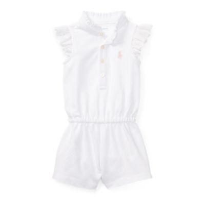 Ralph Lauren Flutter-sleeve Mesh Romper White 9m