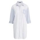 Ralph Lauren Cotton-blend Sleep Shirt White/blue Stripe