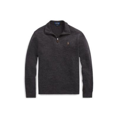 Ralph Lauren Estate Rib Half-zip Pullover Black Marl Heather Xl Tall
