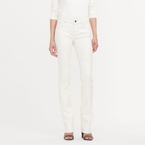 Ralph Lauren Lauren Petite Coated Straight Jean Pearl Powder
