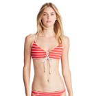 Polo Ralph Lauren Striped Lace-up Bikini Top Red