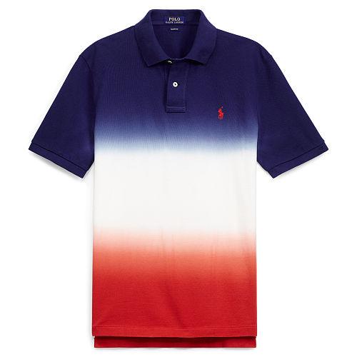 Polo Ralph Lauren Custom Slim Fit Cotton Polo Dark Cobalt/white/red
