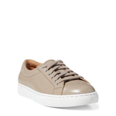 Ralph Lauren Drew Nappa Leather Sneaker Taupe