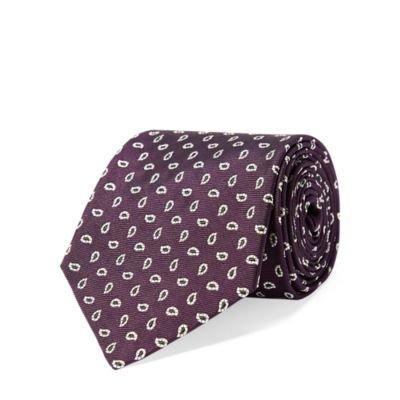 Ralph Lauren Pine-print Silk Narrow Tie Purple