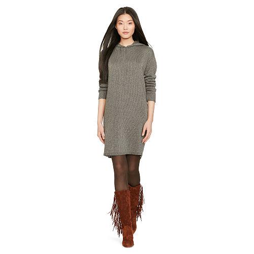 Polo Ralph Lauren Cashmere-blend Hooded Dress Antique Heather Sparkle