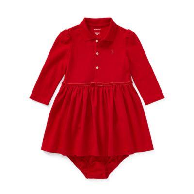 Ralph Lauren Cotton Polo Dress & Bloomer Park Ave Red 6m