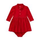 Ralph Lauren Cotton Polo Dress & Bloomer Park Ave Red 6m