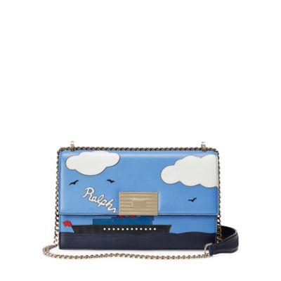 Ralph Lauren Steamboat Calf Rl Chain Bag Blue Multi