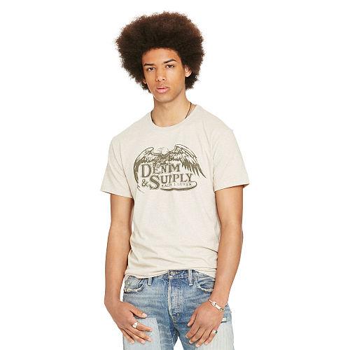 Ralph Lauren Denim & Supply Cotton Jersey Graphic Tee Oatmeal Heather