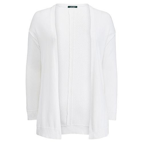 Ralph Lauren Lauren Woman Rib-back Open-front Cardigan White