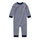 Ralph Lauren Striped Cotton Henley Coverall French Navy Multi 6m