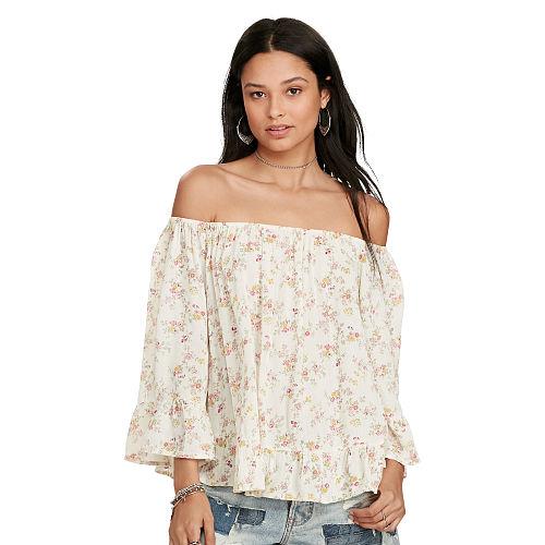 Ralph Lauren Denim & Supply Floral Off-the-shoulder Top White Floral