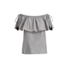 Ralph Lauren Ruffled-overlay Top Polo Black/soft White
