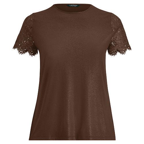 Ralph Lauren Lauren Woman Lace-sleeve Jersey Top
