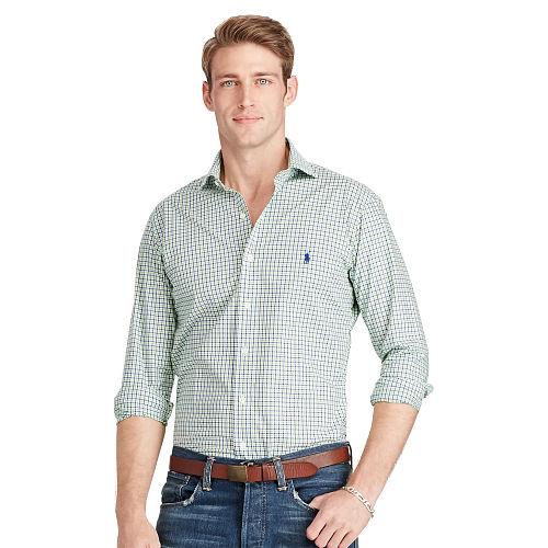 Polo Ralph Lauren Slim Plaid Cotton Poplin Shirt Navy/lime