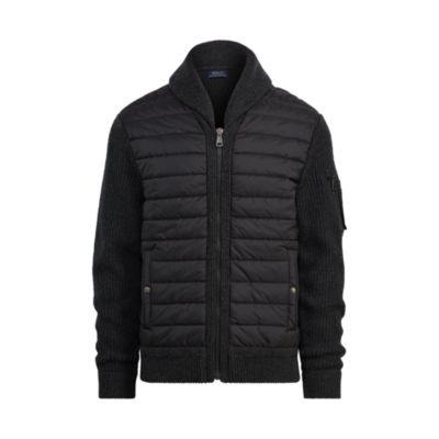 Ralph Lauren Paneled Full-zip Sweater Dark Charcoal Heather