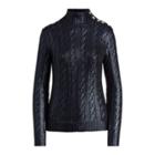 Ralph Lauren Silk Cable Turtleneck Sweater Night Blue