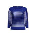 Ralph Lauren Button-shoulder Cotton Sweater Empress Blue/cream