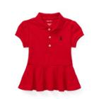 Ralph Lauren Cotton Mesh Peplum Polo Shirt Rl2000 Red 12m