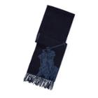 Ralph Lauren Big Pony Virgin Wool Scarf Htr Nvy/rstc Nvy Hthr