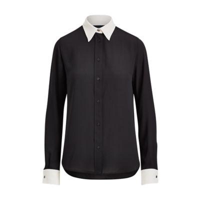 Ralph Lauren Georgette Button-down Shirt Polo Black/