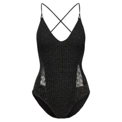 Ralph Lauren Metallic Crocheted One-piece Black