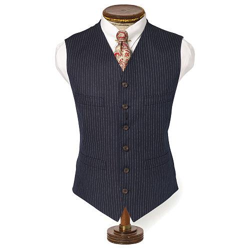 Ralph Lauren Rrl Classic Herringbone Vest Indigo Pinstripe