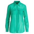 Ralph Lauren Lauren Petite Cotton-silk-voile Shirt Tropic Turquoise