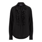 Ralph Lauren Andrei Ruffle-front Silk Shirt Black